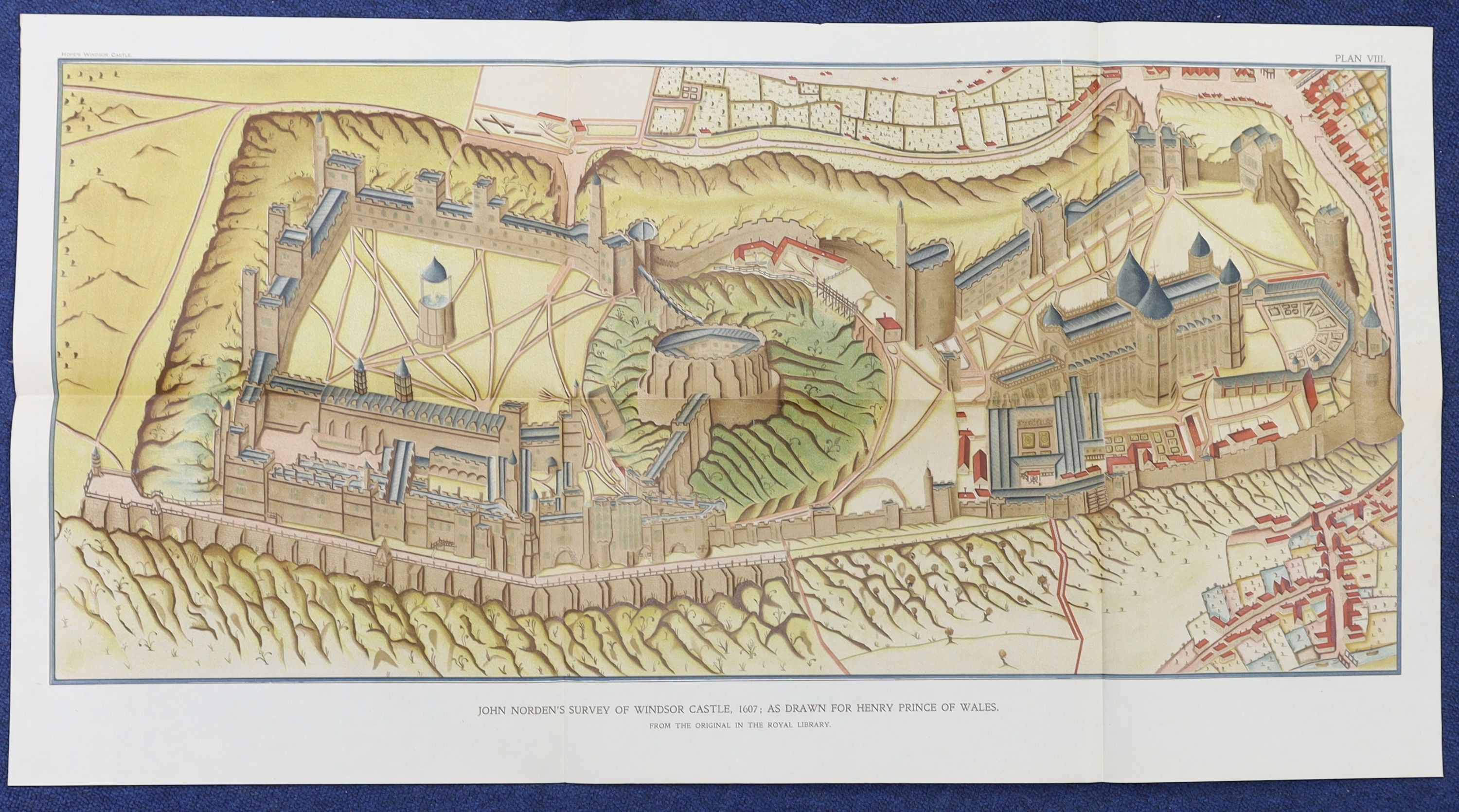 St.John, William Henry, Sir - The Plans of Windsor Castle, 8 folding plans, 72 x 79cms., in a portfolio, London, 1913 [To accompany the 3 volume work on Windsor Castle]